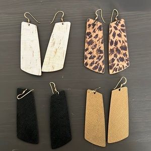 Nickel and Suede lot of 4 gem leather gold earrings